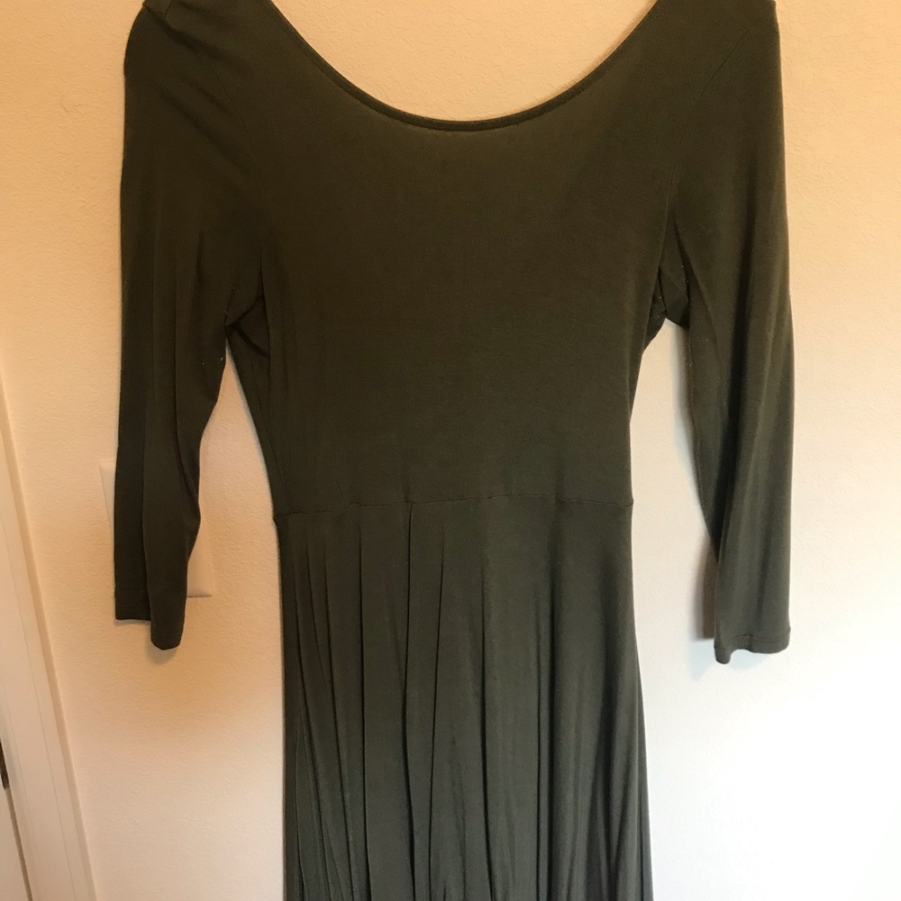 Forest green quarter sleeve mini dress